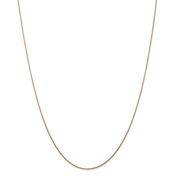 0.8mm 14k Yellow Gold Solid Round Snake Chain Necklace, 24 Inch